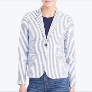 J. Crew - Blue & White Linen Striped Blazer - NWT - Size 6
